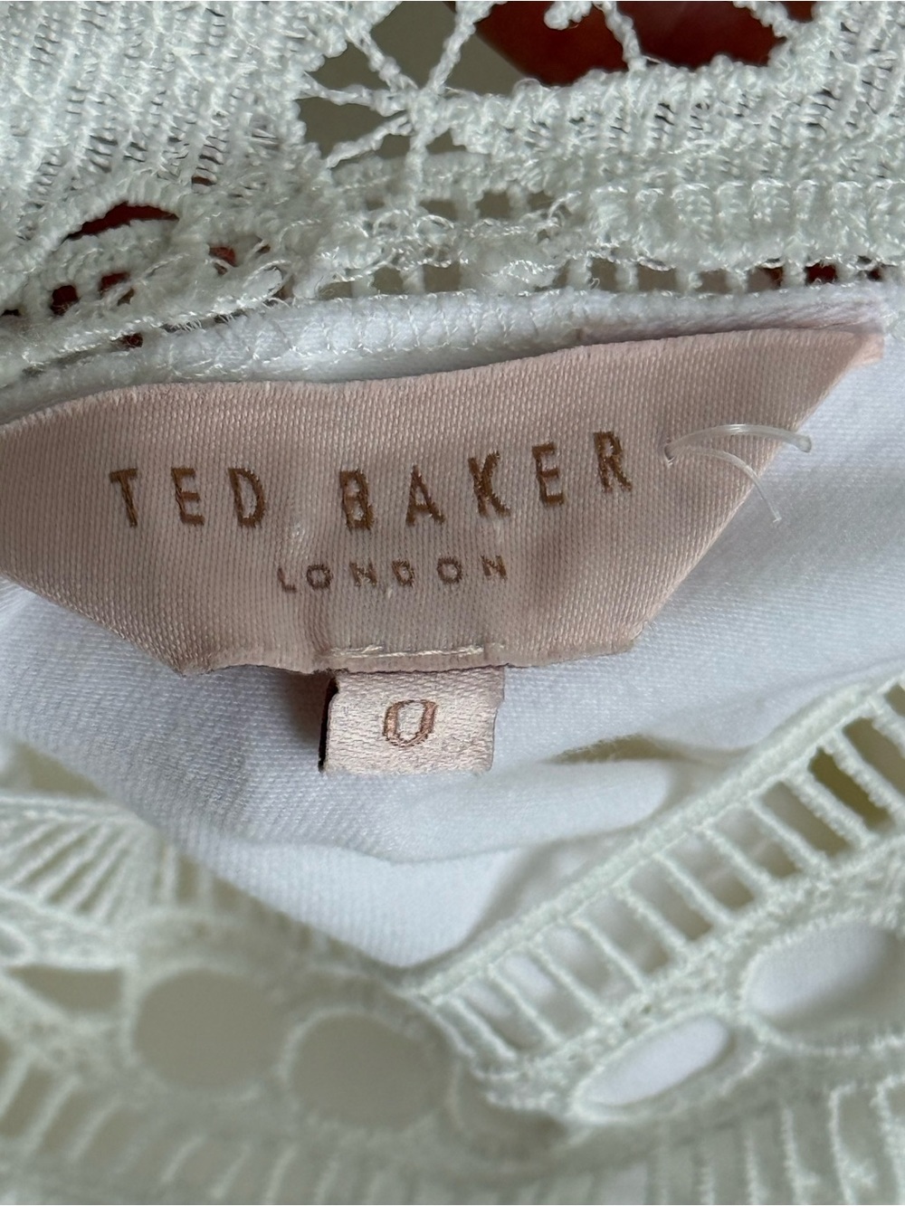 Ted Baker London White Lace Ruffle High Neck Top Blouse Size 0 XS - Picture 7 of 9